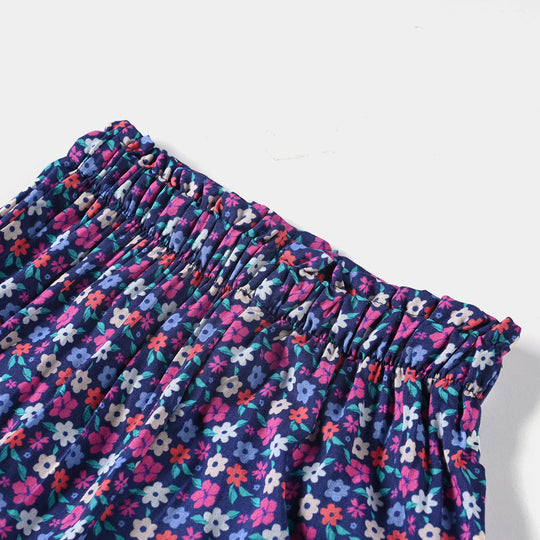 Girls Cotton Poplin Printed Culotte Blue Floral