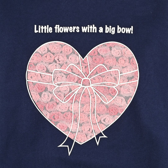 Girls Jersey/Terry Sweatshirt Little Flowers-NAVY