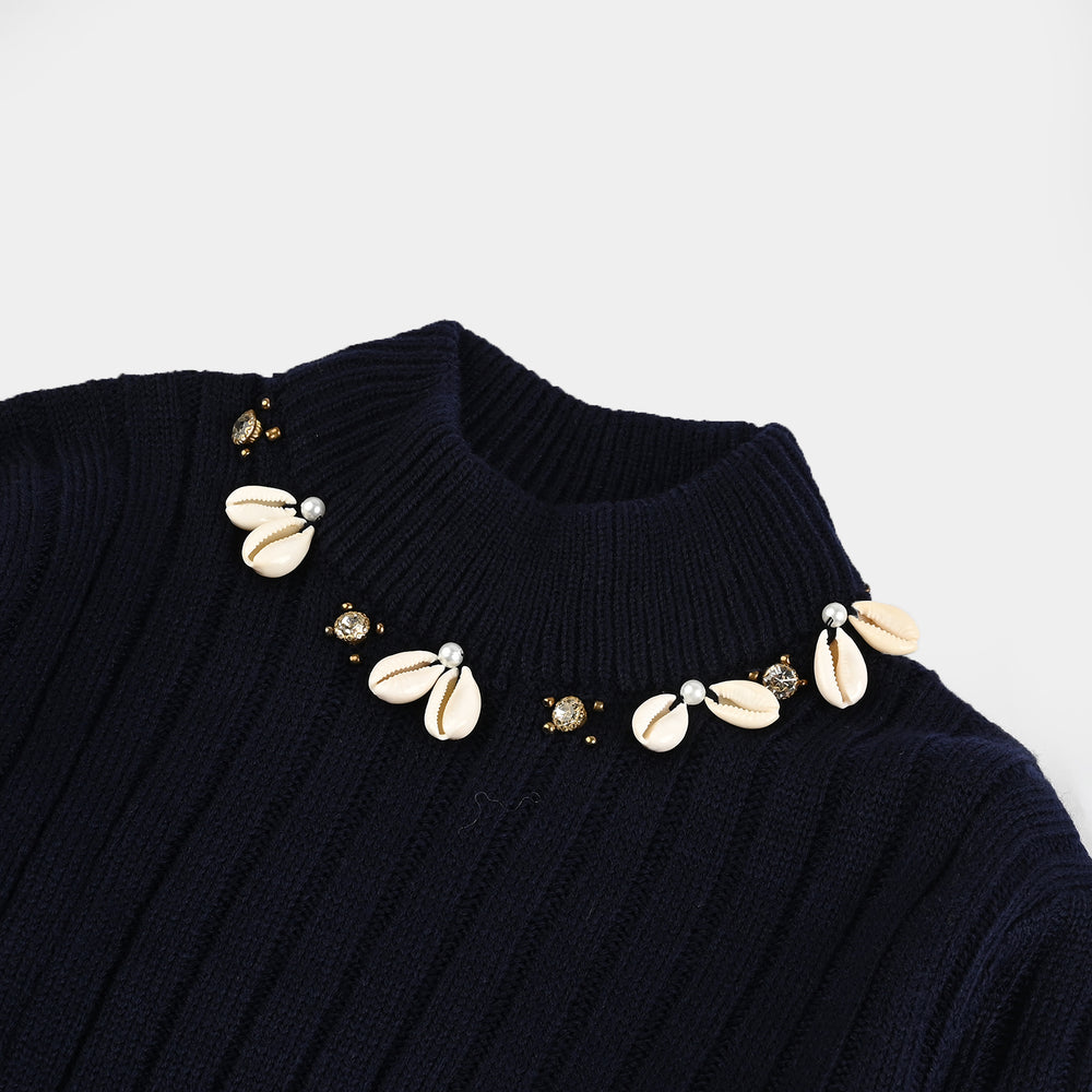 Girls F/S Sweater Murex-NAVY