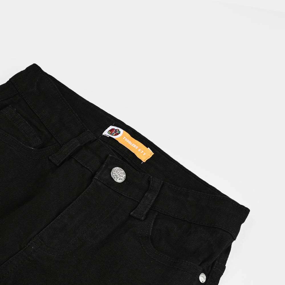 Girls Denim rigid Basic Pant-BLACK