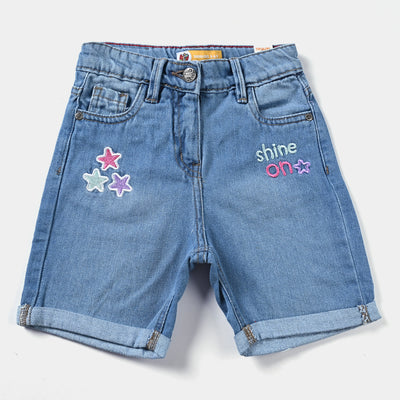 Girls Denim Short Star-Mid Blue