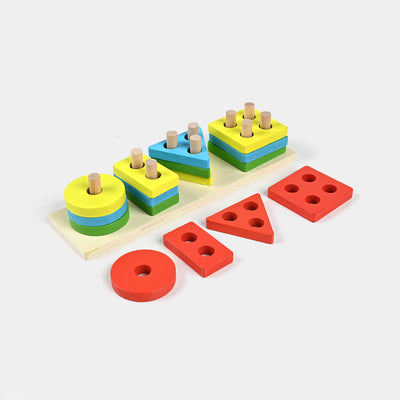 Four Sets of Wooden Geometric Shapes Set