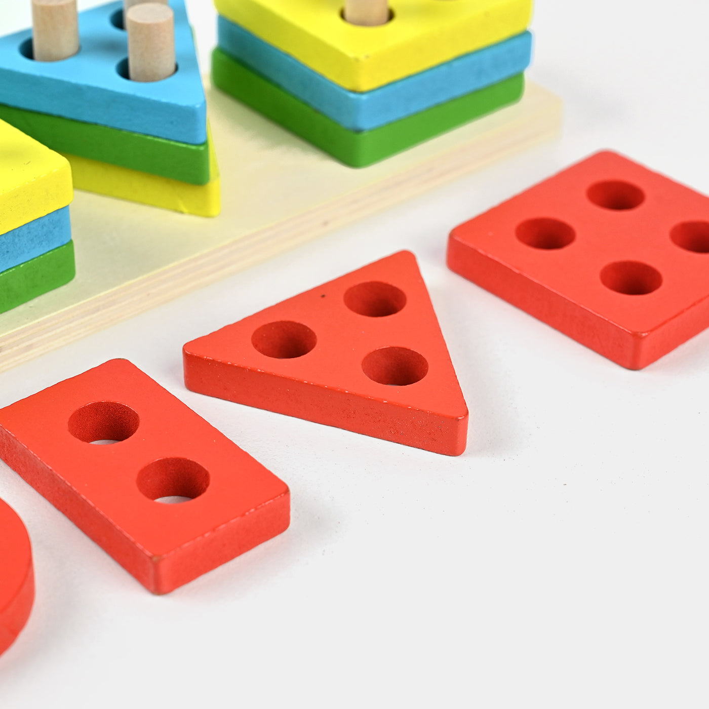 Four Sets of Wooden Geometric Shapes Set