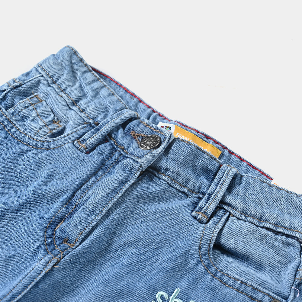 Girls Denim Short Star-Mid Blue