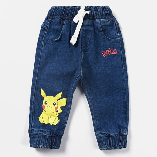 Infant Boys Denim Stretch Pant-Mid Blue