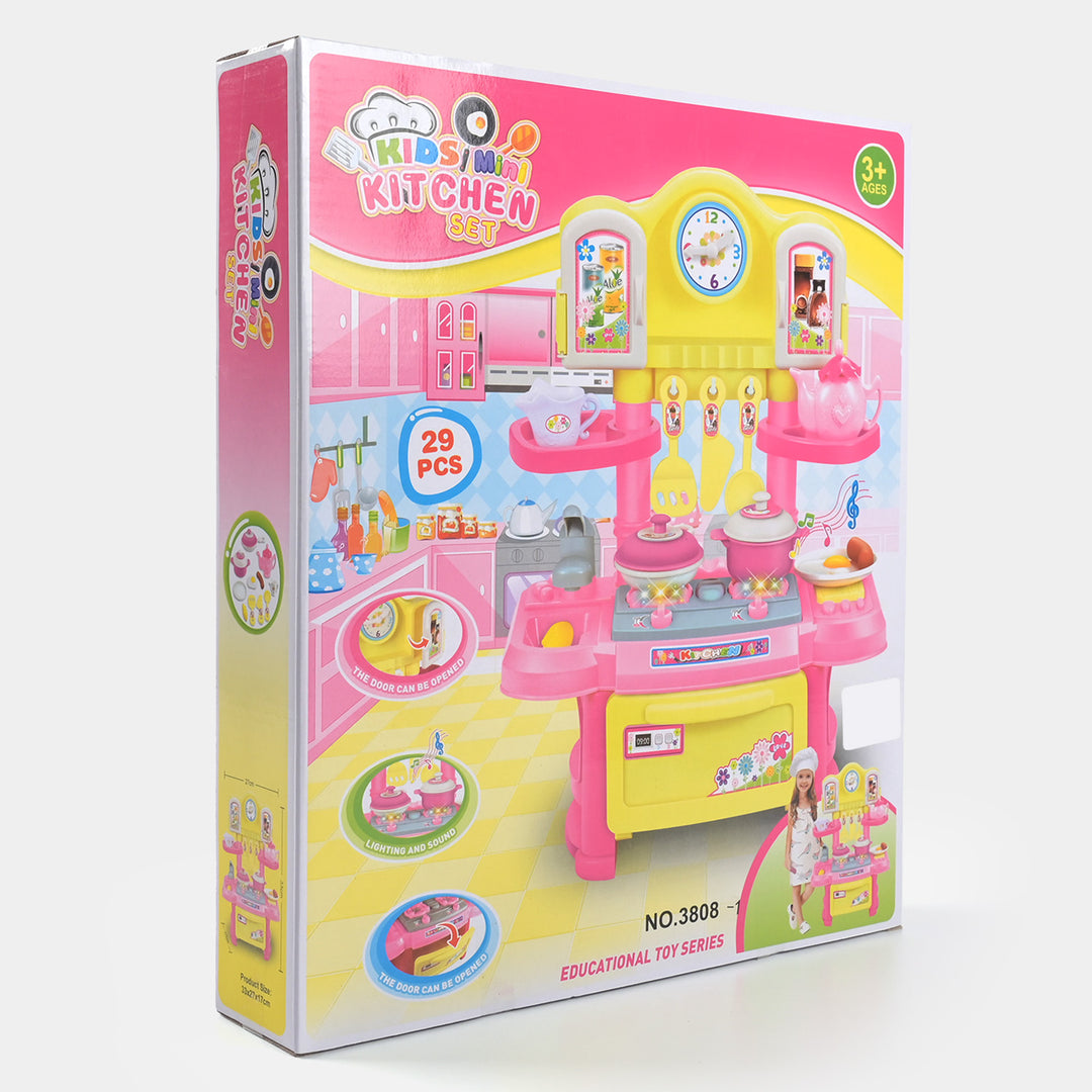 Kitchen Play Set With Light & Music For Girls