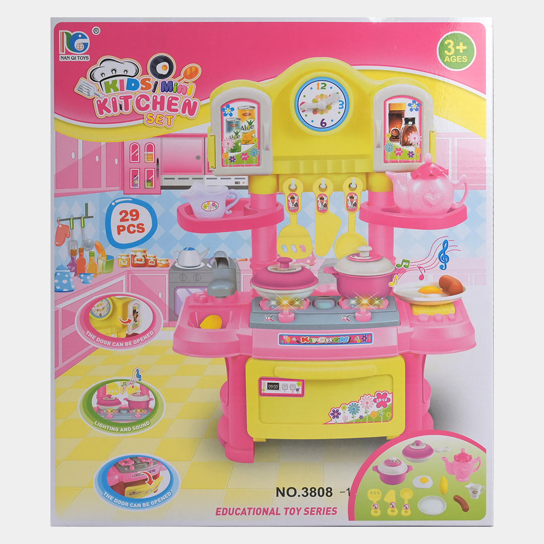 Kitchen Play Set With Light & Music For Girls