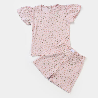 Infant Girls Cotton Jersey 2 Piece Set Pink Floral-Pink