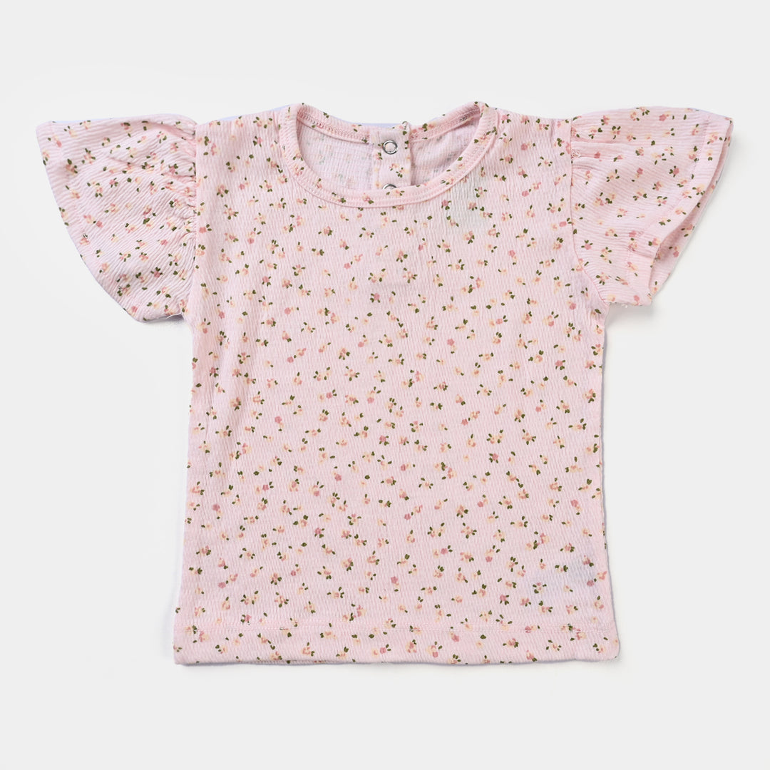 Infant Girls Cotton Jersey 2 Piece Set Pink Floral-Pink