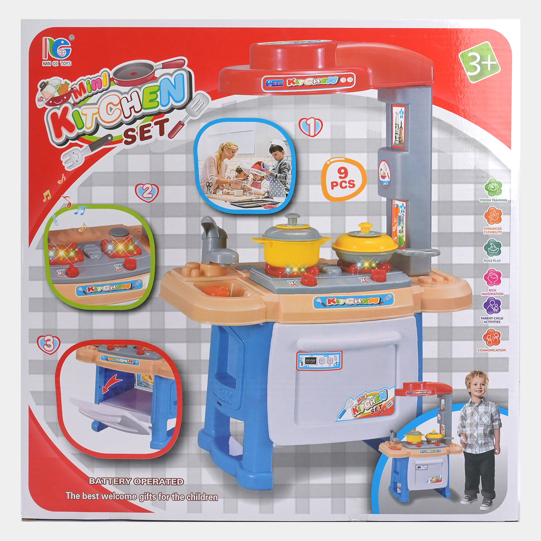 Kitchen Play Set With Light & Music For Girls