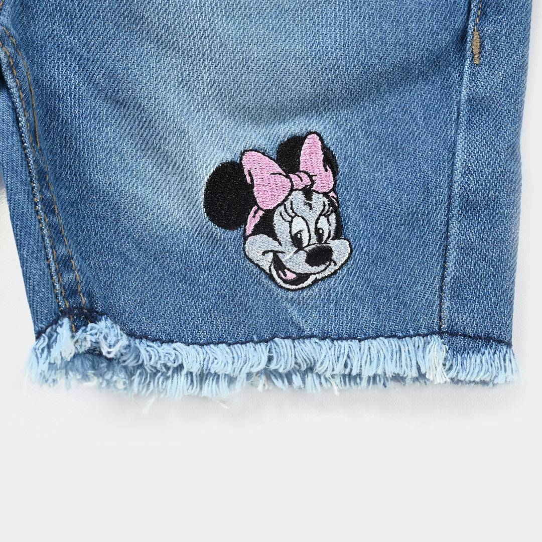 Infant Girls Denim Short-Ice Blue