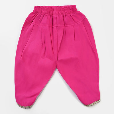 Infant Girls Raw Silk 2PCs Suit Elegant-Pink