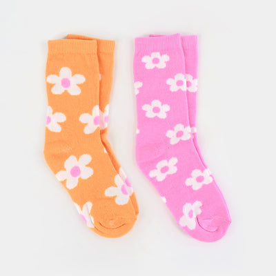 Girls Pack of 2 Socks Flowers 1-mIX