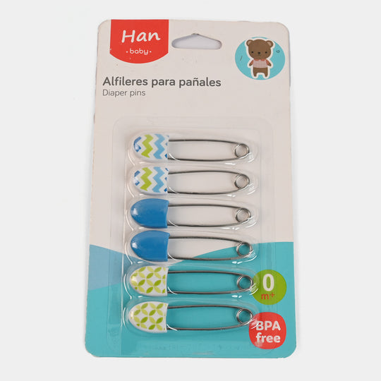 Safety Pin Stainless Steel Fancy 6PCs  For Kids