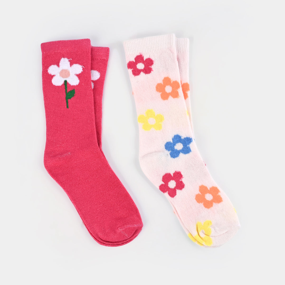 Girls Pack of 2 Socks Flowers 2-mIX