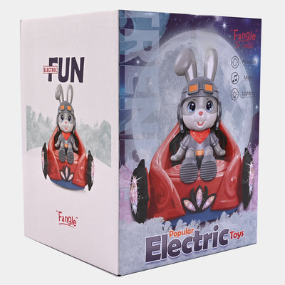 Electric 360 Rotate Rabbit Vehicle With Light & Music For Kids