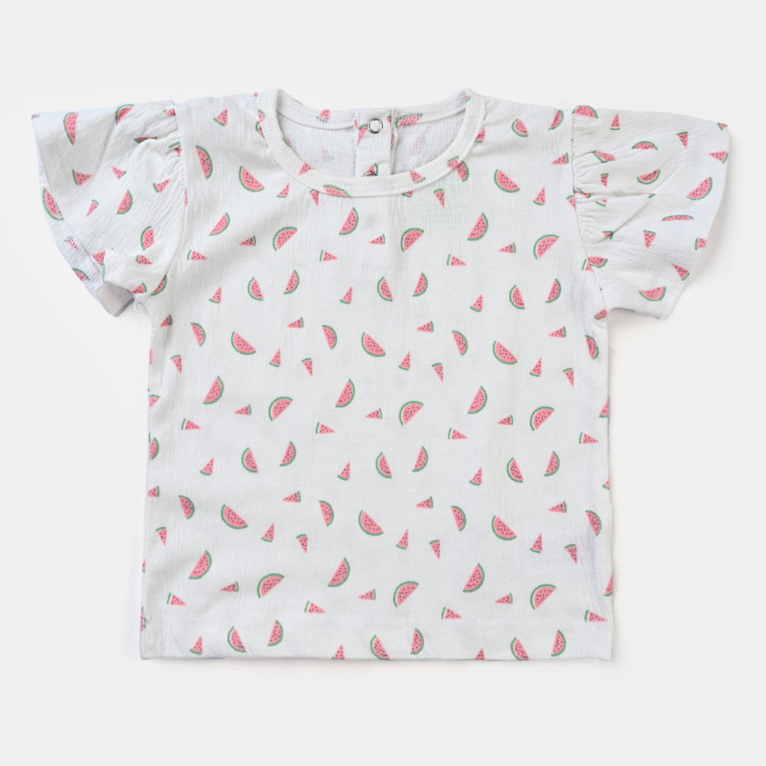 Infant Girls Cotton Jersey 2 Piece Set Chery & Strawberry-White