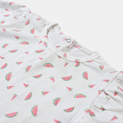 Infant Girls Cotton Jersey 2 Piece Set Chery & Strawberry-White