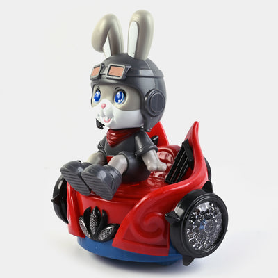 Electric 360 Rotate Rabbit Vehicle With Light & Music For Kids