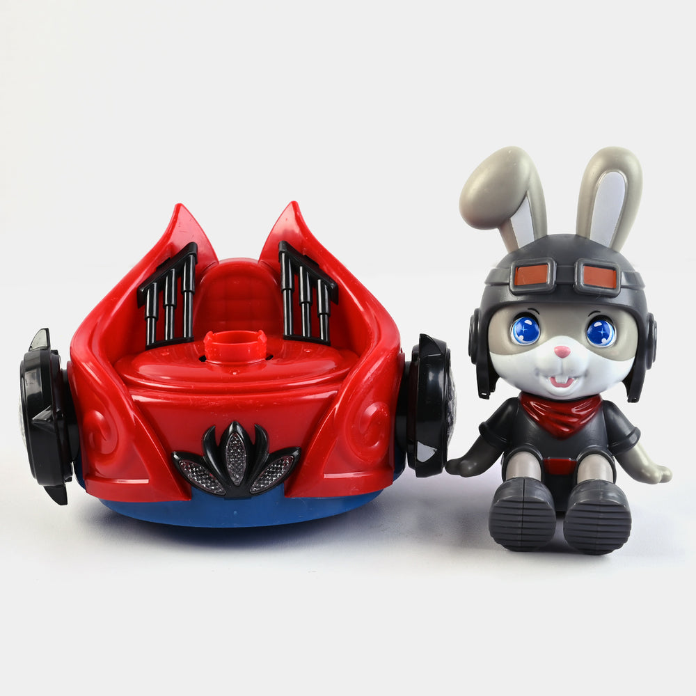 Electric 360 Rotate Rabbit Vehicle With Light & Music For Kids