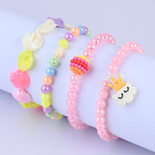 Girls Charm Beaded Bracelet Set