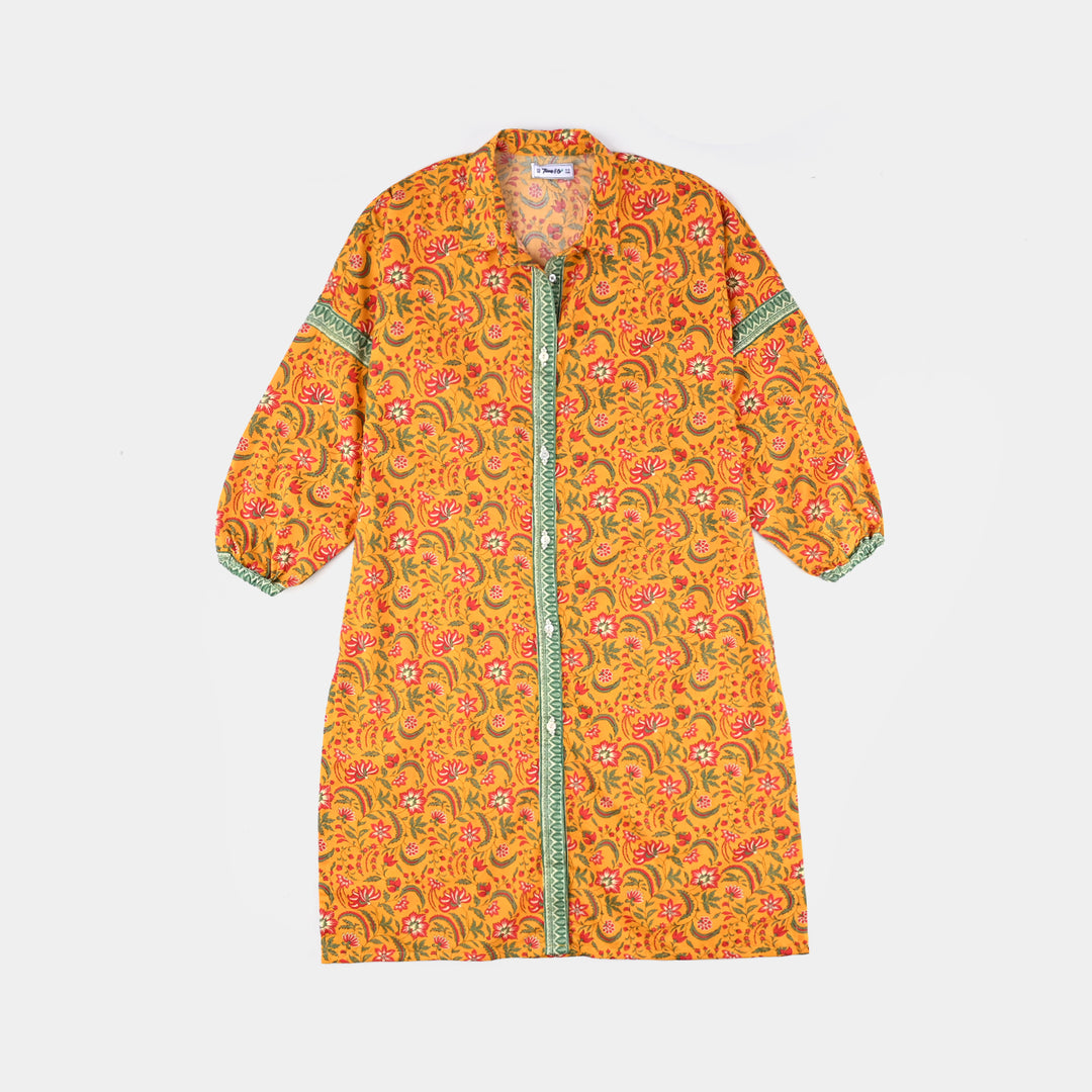 Teen Girls Cotton 2 PC Suit-Mustard