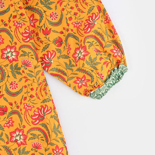 Teen Girls Cotton 2 PC Suit-Mustard