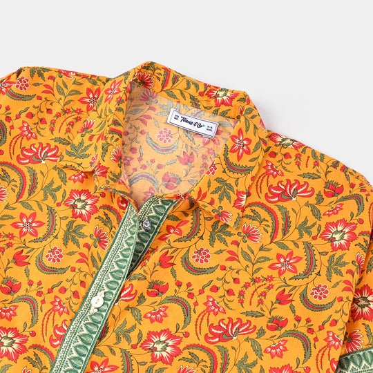 Teen Girls Cotton 2 PC Suit-Mustard