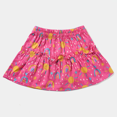Infant Girls Cotton Poplin Short Skirt Shiny Stars-Pink