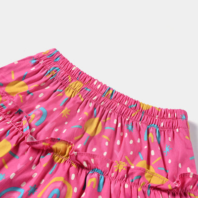 Infant Girls Cotton Poplin Short Skirt Shiny Stars-Pink