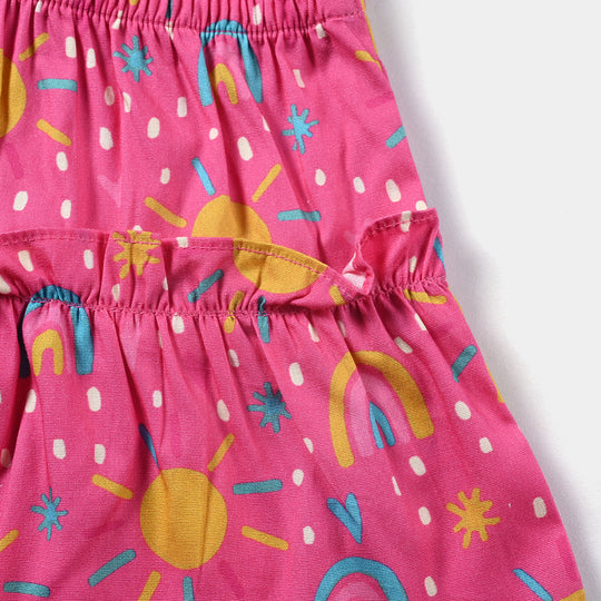 Infant Girls Cotton Poplin Short Skirt Shiny Stars-Pink