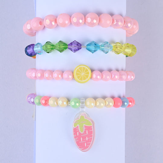 Girls Charm Beaded Bracelet Set