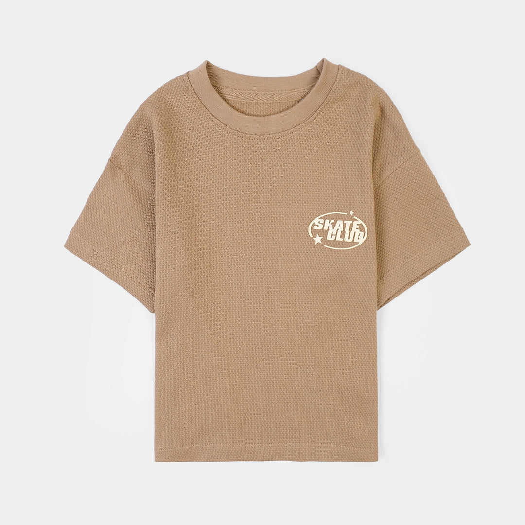 Boys Cotton PK T-Shirt H/S Skate Club- Smoke