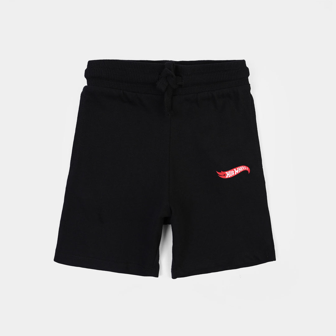 Boys Cotton Terry Short Hot wheels-Jet Black