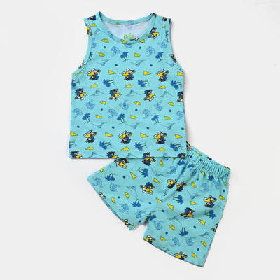 Infant Boys Cotton Jersey Knitted Suit Character-T. Turquoise