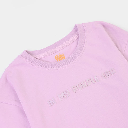 Girls 2x1 Rib T-Shirt Purple ERA