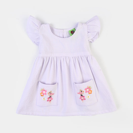 Infant Girls Cotton EMB Frock Sparrow-White