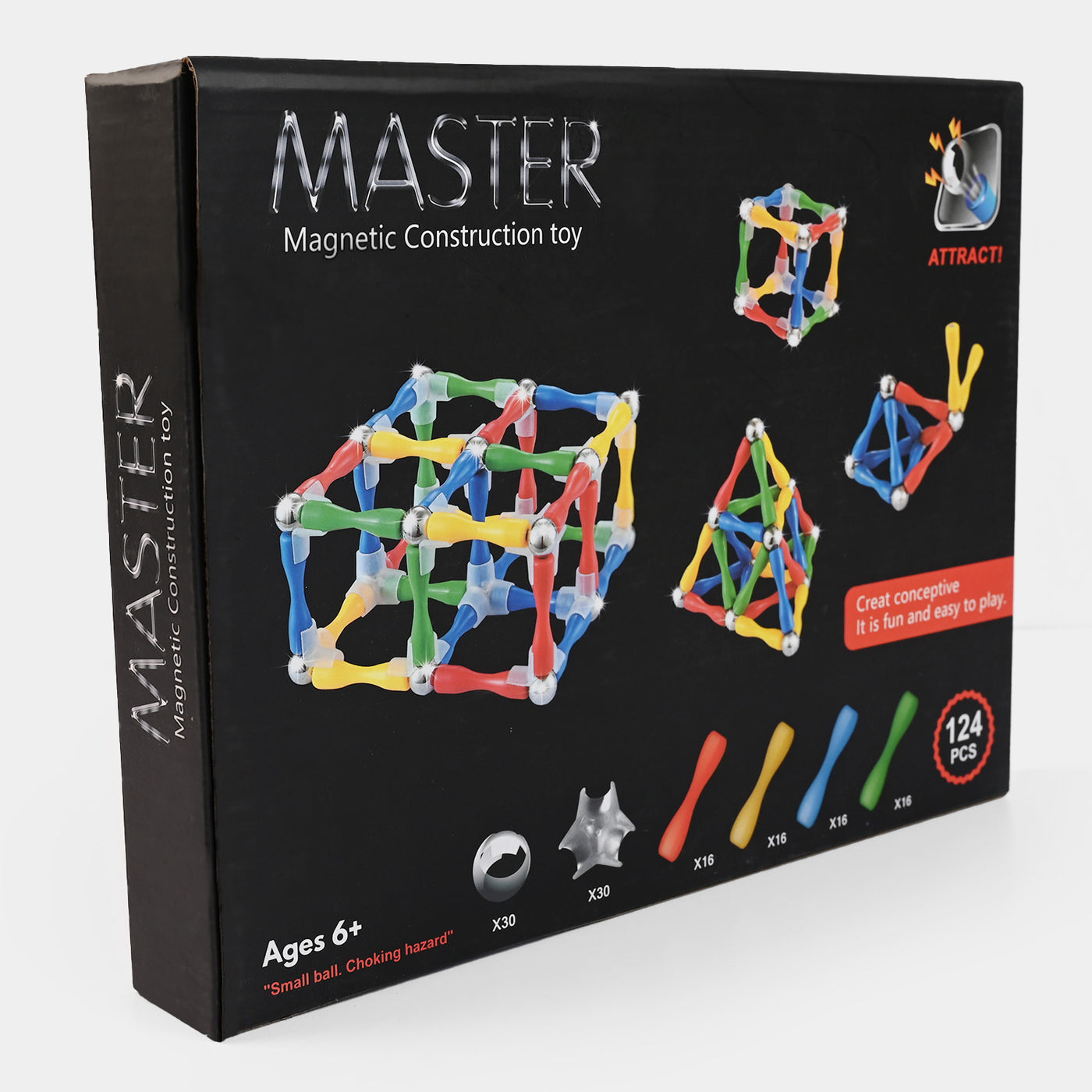 Master Magnetic Construction Toy - 124 PCs