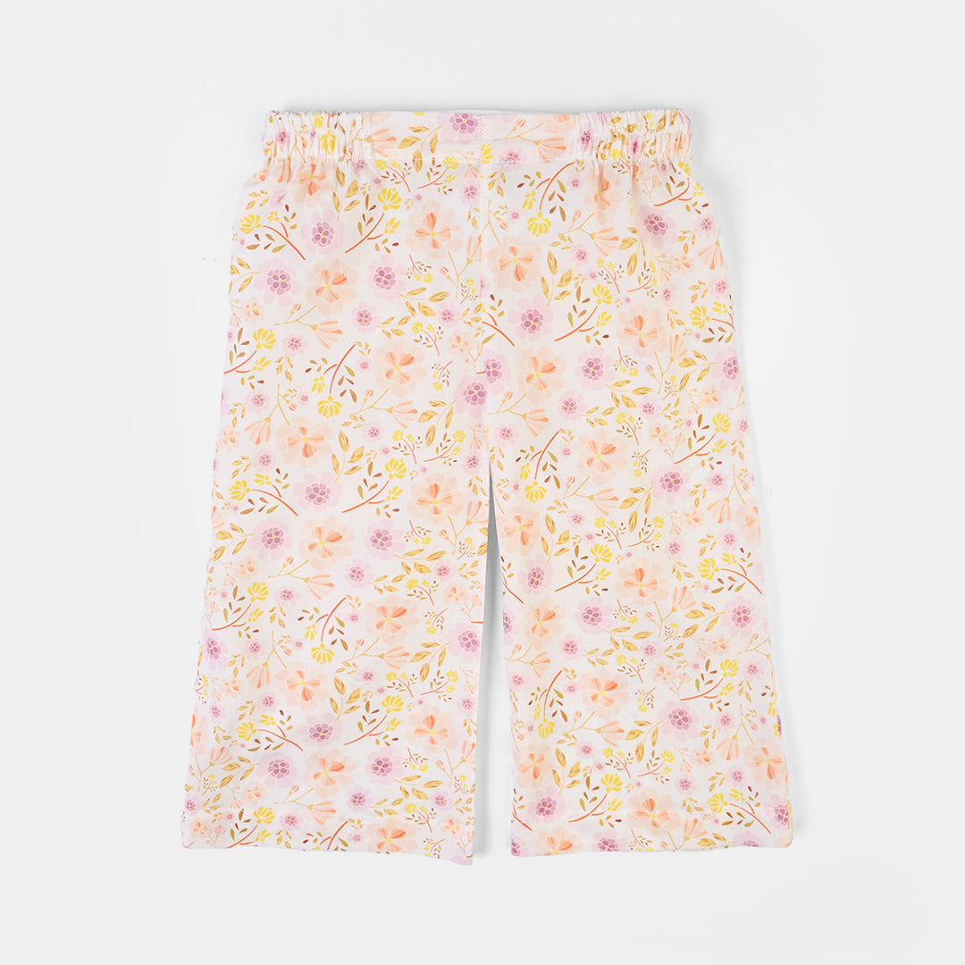 Girls Cotton Poplin Printed 2Piece Ditsy - White