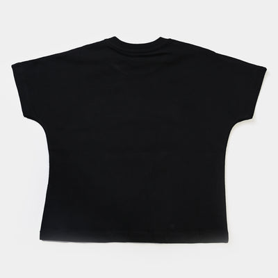 Girls Cotton Jersey T-Shirt H/S Stard A New Day-Jet Black