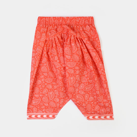 Girls Cotton Poplin Printed 2Piece Rang E Bahar-ORANGE
