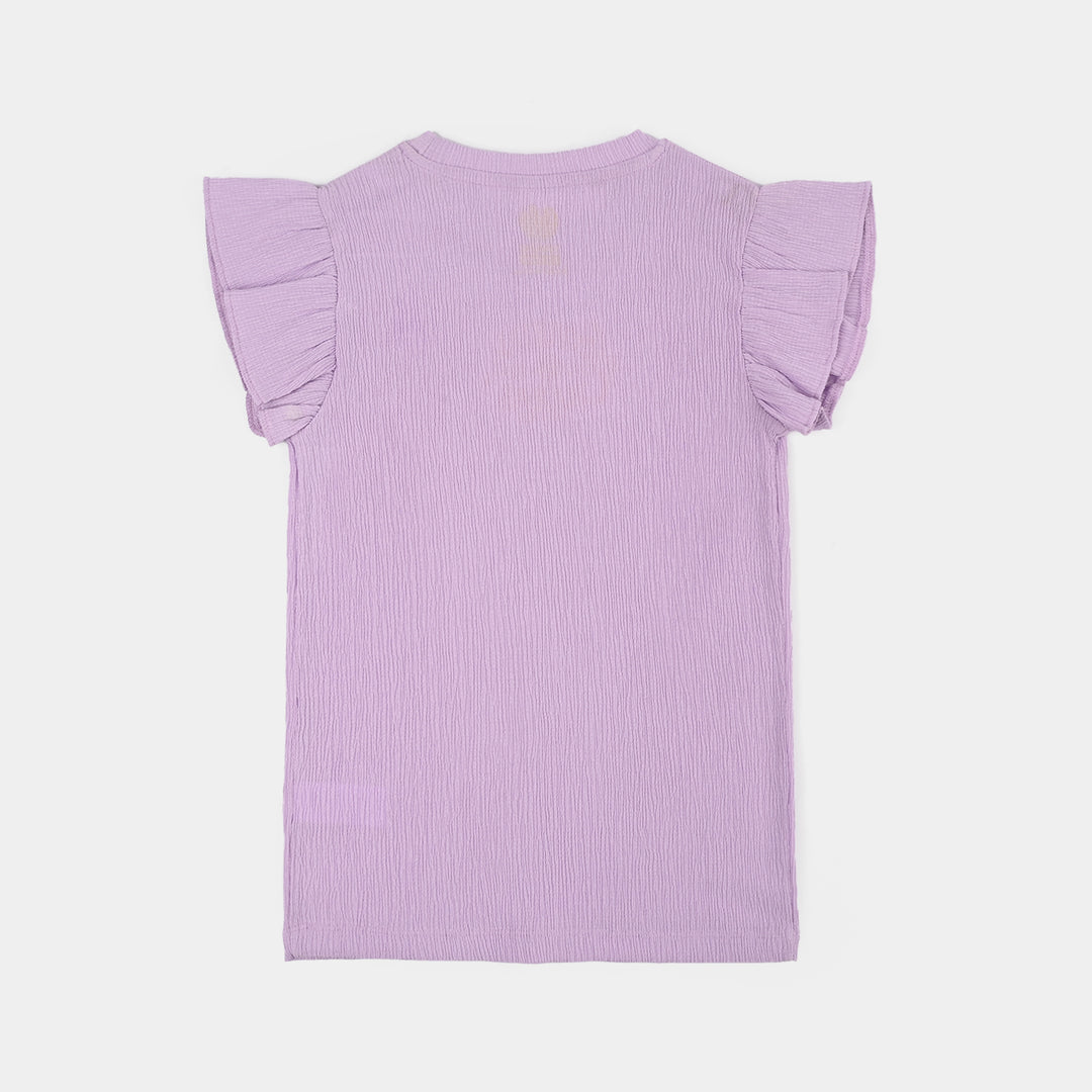 Girls Poly Crinkle T-Shirt Coastal Charms-Purple