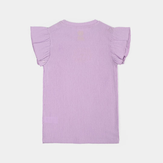 Girls Poly Crinkle T-Shirt Coastal Charms-Purple