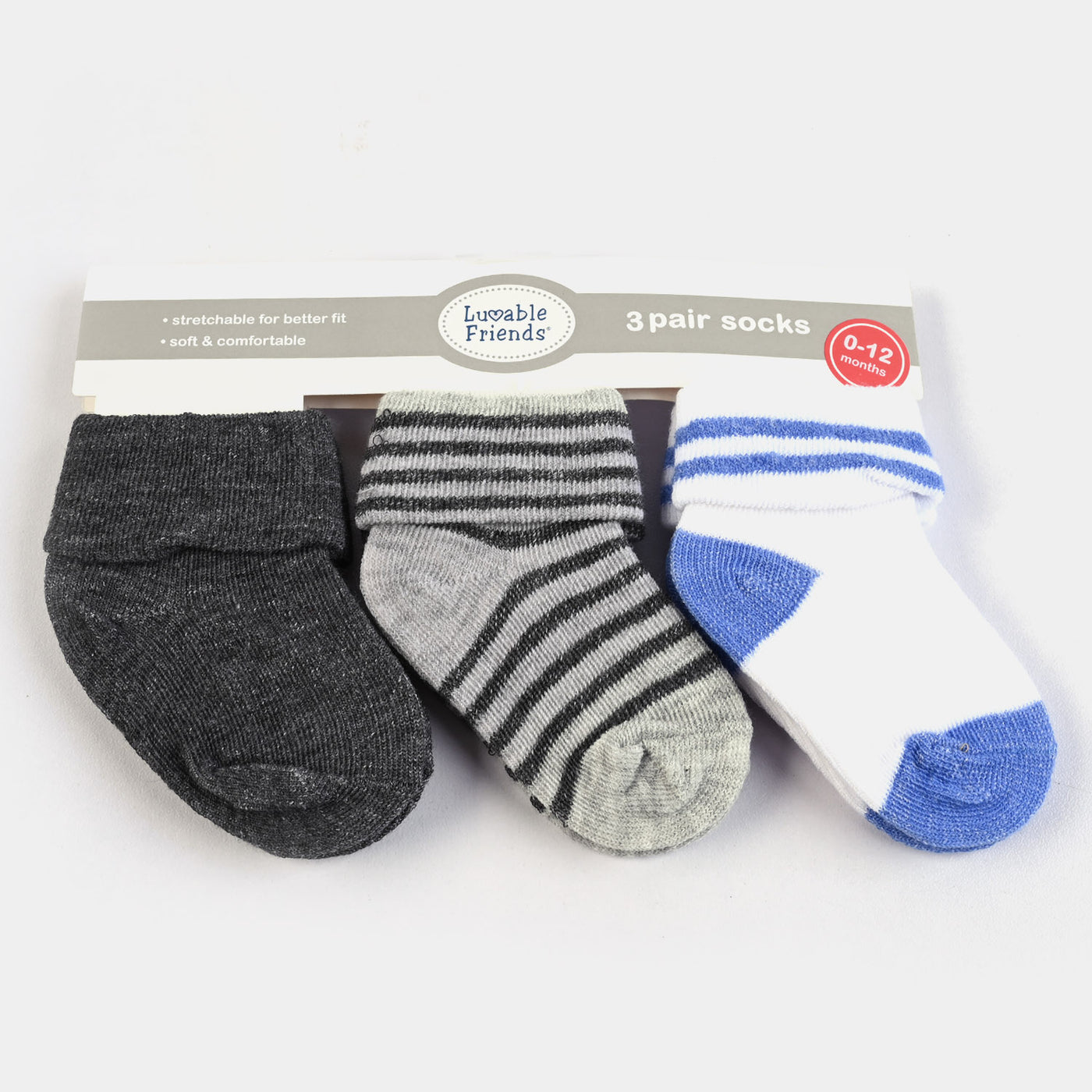 INFANT BABY 3 PAIR SOCKS | 0-12M