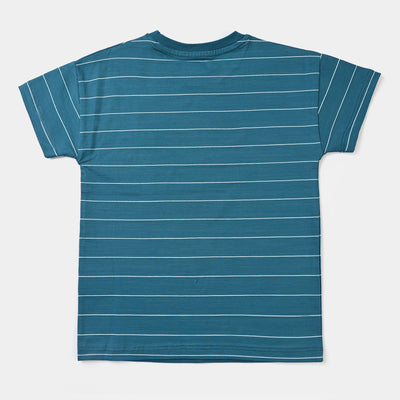 Boys Cotton Jersey T-Shirt H/S Seek The Positive-Fjord Blue