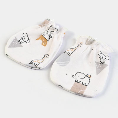 Animals Printed Mitten | White