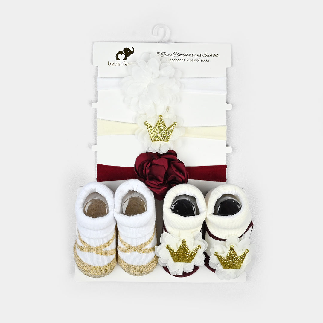 Baby Girl Socks & Headband Set