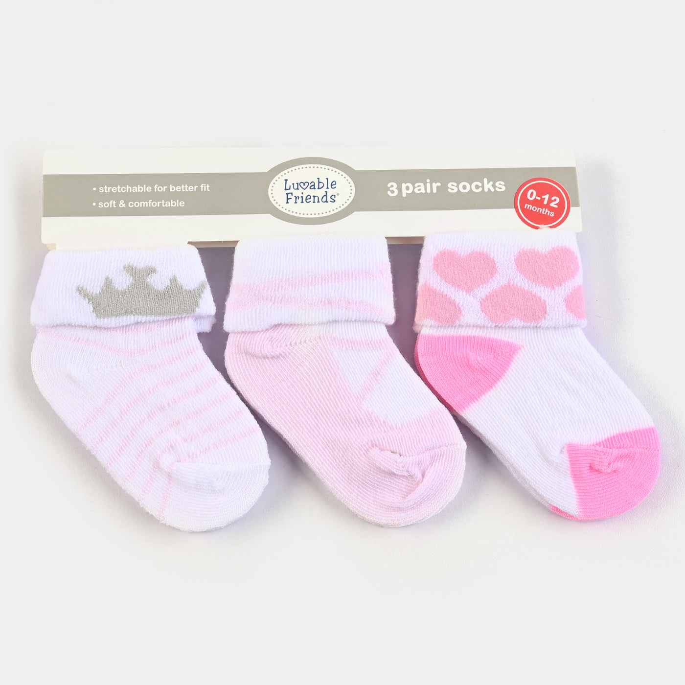 INFANT BABY 3 PAIR SOCKS | 0-12M