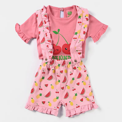 Infant Girls Cotton Interlock Knitted Suit Cherry
