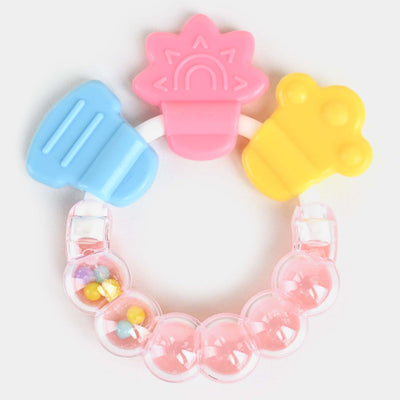 Multi Pattern Rattle & Silicon Teether | Pink